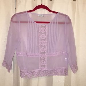 Lilac sheer crop top NWOT